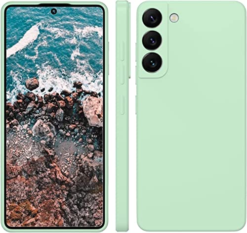 Image of DIZORO Liquid Silicone Case with Microfiber Cushioning Compatible for Samsung Galaxy S22 5G Shockproof Slim Back Cover, Gel Rubber Full Body Protection (Mint Green)