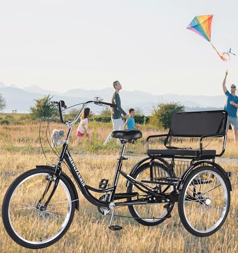 Triciclo para adultos de 24 pulgadas, 7 velocidades, tipo paseo, con canasto trasero amplio, para mujeres y personas mayores, carga máxima 550 lb miniatura 2
