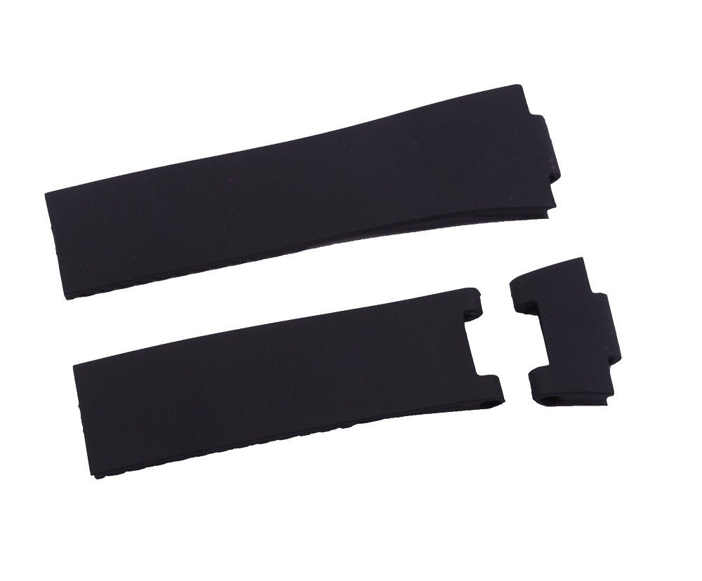 Compatible 25/20 mm BlACK Silicone Rubber Diver Watch Strap Band