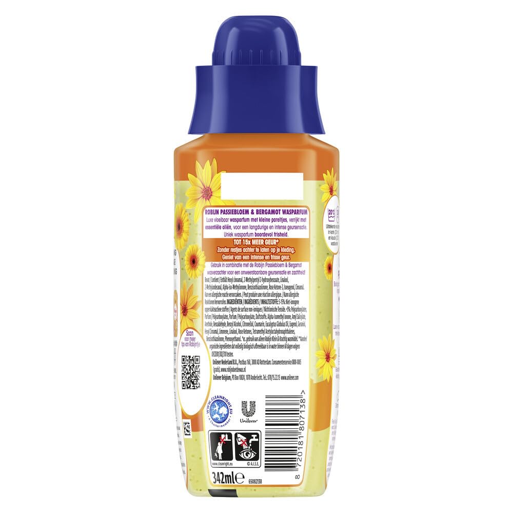 Robijn Intense perfumy do prania do wszystkich ubrań i tekstyliów – passiebloem i bergamotka – do 15 razy więcej zapachu – 342 ml