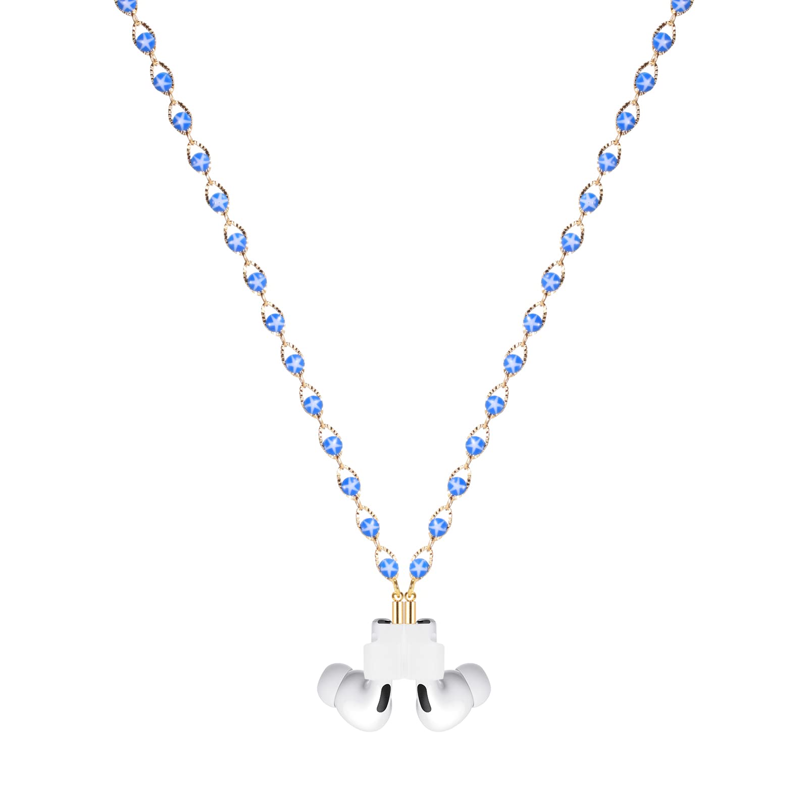 通用 Compatible with Airpods Strap Magnetic Anti-Lost Blue Star Beads Link Chain Holder Necklace Rope Keeper - Accessories Compatible with Airpods PRO/2/3