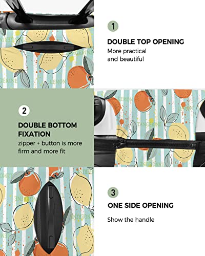 Travel Luggage Cover Large Suitcase Cover Fit for 26-28 Inch Luggage Luggage Protector Suitcase Cover Scratchproof Watercolor Art Lemon Texture Green Stripes Luggage Cover Protector for Suitcase2