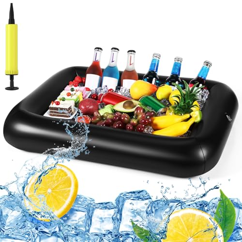 FillTouch Rectangular Inflatable Serving Bar Floating Drink Holder for Pool Inflatable Cup Holders Hot Tub Accessories, Adults Swimming Fun Drink...