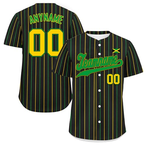 Camiseta de béisbol personalizada Jamaica para hombres, mujeres y jóvenes, transpirable, con botones, camisa de softball suave