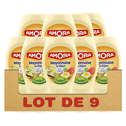 Amora, Mayonnaise de Dijon, Nature, Sans conservateur, Goût authentique (Lot de 9x235g)