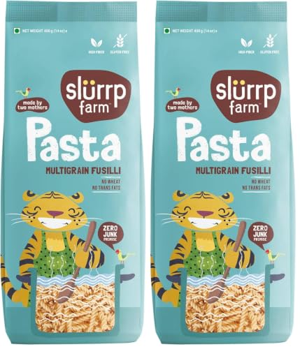 Image of Slurrp Farm No Maida Multigrain Fusilli Pasta | No Transfat | Healthy Pasta made with Brown Rice and Corn | 400 g (Pack of 2)