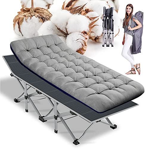 Image of ABORON Camping Cot for Adult 28 inch Extra Wide, Heavy-Duty 1200D Oxford Cot for Sleeping, Portable Folding Camp Bed with Mat & Carry Bag