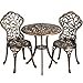 Yaheetech 3 Pieces Garden Furniture Set 2 Chairs & 1 Table Metal Bistro Set Seating Area Garden Set for 2 People, Weatherproof Furniture for Balcony/Terrace/Garden, Bronze