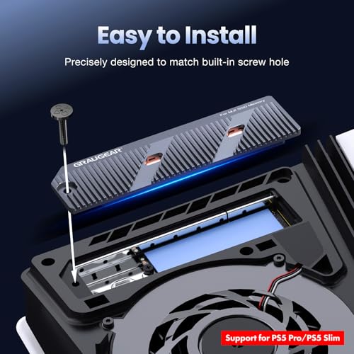 Image of GRAUGEAR PS5 Pro /PS5 Slim M.2 SSD Heatsink with Heatpipe, Integrated Copper Heatpipe and Aluminum Fins for High-Efficiency Cooling, Compatible with NVMe SSD Upgrade for PlayStation 5