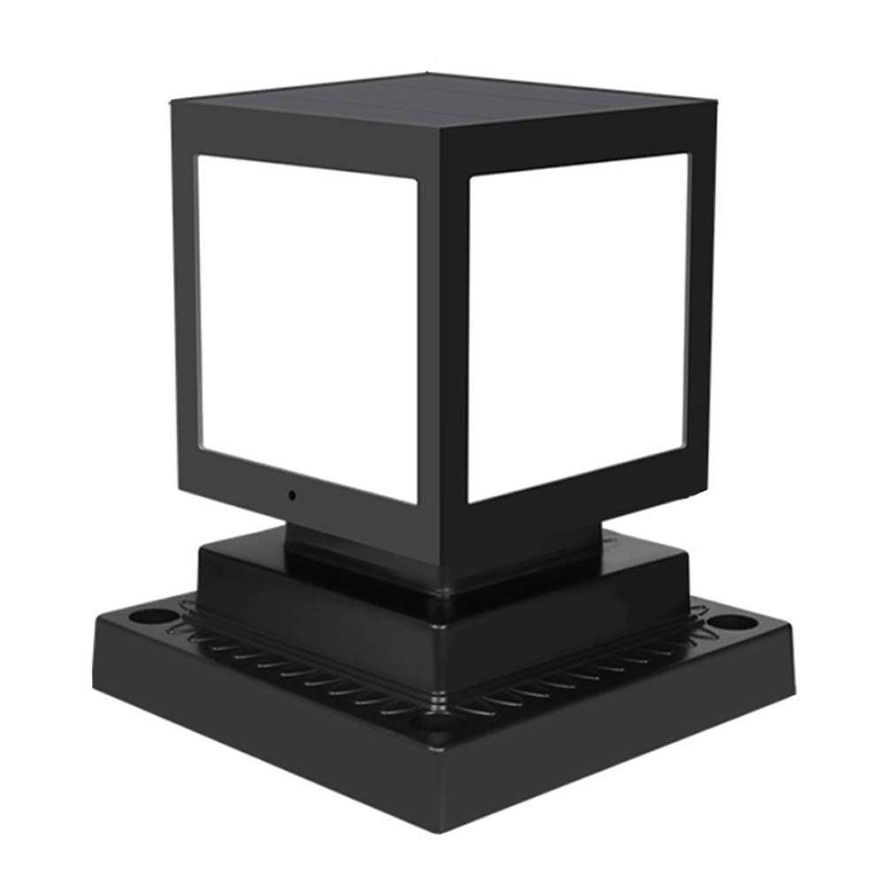 Doumneou Black Solar Post Lamp Outdoor Waterproof Column Light For Garden Wall Lamp,Post Deck Cap Fence Landscape Lamp White Light
