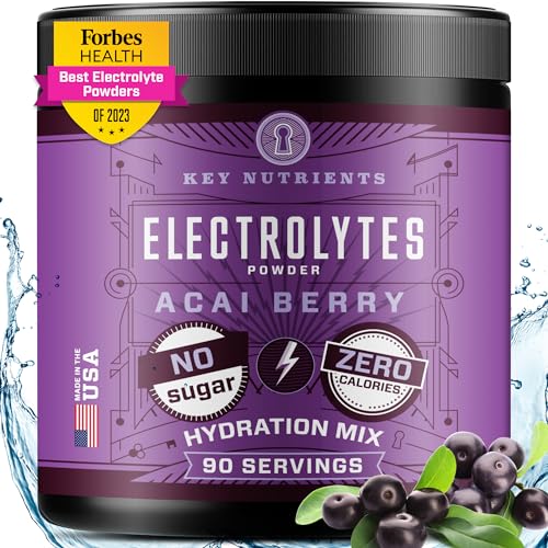 KEY NUTRIENTS Multivitamin Electrolytes Powder No Sugar - Fruity Acai Berry Electrolyte Powder - Endurance &amp; Energy Supplement - Hydration Powder - No Calories - 90 Servings - Made in USA