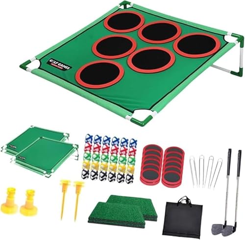 Rutexc ゴルフ、ゲームセット 練習用 打撃スイング練習 親子インタラクティブトイ 室内外用運動 ゴルフクラブ・粘着パッド・ボール等セット 練習・親子インタラクティブ機能併せ持ち 趣味実用 家庭庭園・室内レジャー・アウトドアキャンプ等多シーン用 遊び方