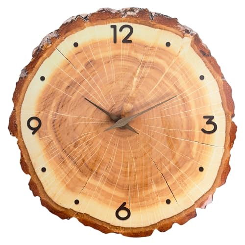 AWJUWHBJ Reloj de pared decorativo con anillos anuales de granja con movimiento de cuarzo silencioso para cocina, dormitorio, oficina, funciona con pilas, estilo vintage