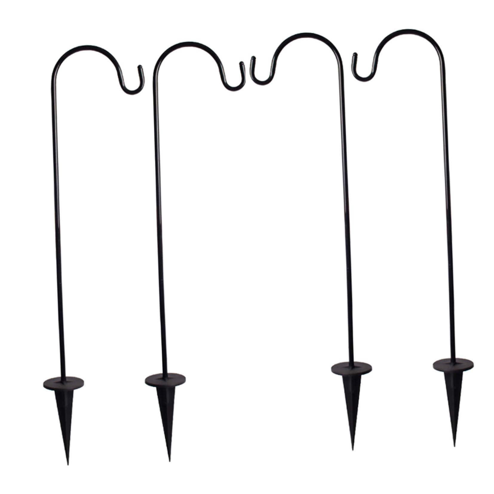 4 Pcs Iron Floor Plug Plant Rack Outdoor Hooks Peg Hooks In-ground Shepherds Hook Garden Stake Plant Stand Hanger Outdoor Patio Hooks Stylish Lantern Hook Gardening Tool Lawn Lamp-image-11