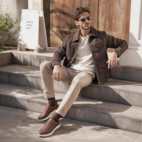 Image of FitVille Wide Shoes for Men Dress Sneakers Casual Oxfords Comfortable Shoes for Men Lightweight Plantar Fasciitis Bunions