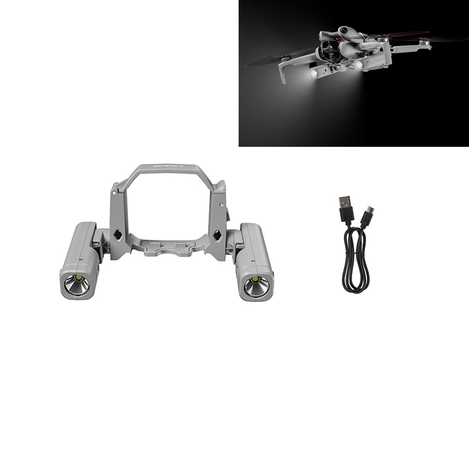 Mini4 Pro Drone Searchlight Night Light for DJI Mini 4 Pro Rechargeable Dual Light 360° Rotation Multiple Modes Night Flight Light