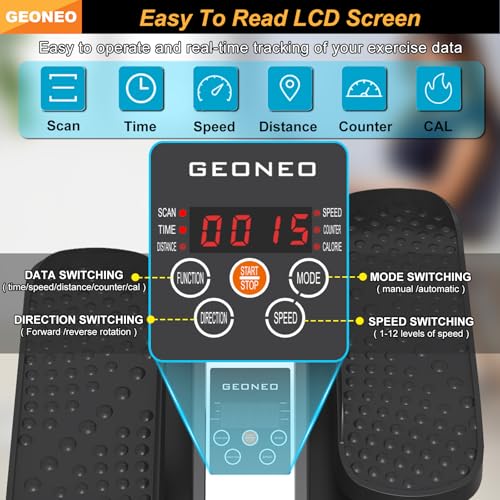 Under Desk Elliptical Machine, Electric Ellipse Leg Exerciser for Senior, Quiet & Portable Seated Pedal Exerciser with Remote Control, Manual & Auto Mode, 12 Adjustable Speeds - Image 4