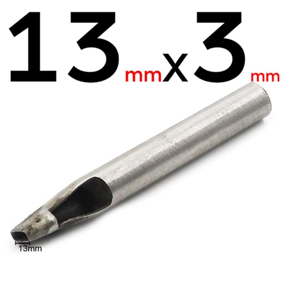 1 szt.Szerokość 3mm skórzany owalny kształt dziurkacz owalny kąt rozstawienie paska narzędzia do dziurkowania DIY Craft skórzany dziurkacz narzędzie do wiercenia otworów, 13mm X 3mm