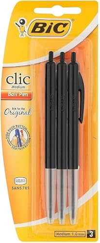 Medium 3 Ballpoint Pen in Blister Pack, 1 mm Nib Size, Black