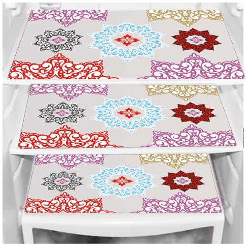 Image of DakshyaIndustries Pack of 3 PVC Printed Fridge Mat /Refrigerator Mat (Purple&Red)