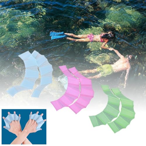 SquEqu 3 Pair Swim Paddles Hand Swim Fins Booster Swimming Training Hand Paddles Silicone Webbed Swimming Training Swim Gloves for Snorkeling Scuba Lap Flipping Water Resistance Water Aerobics