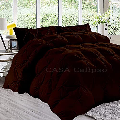 1 Pc Pinch Pleated Comforter With 2 Pillow Shams 100% Cotton 400 Gsm Ultra Soft, Fluffy, Lightweight Comforter For All Season Queen/Full Size Brown 3 Pc-Pinch Pleat Comforter Set #TOP2