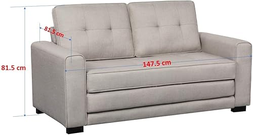 Miniatura 28 de Sofá cama de lino de mediados de siglo para sala de estar, con brazos cuadrados, 58 pulgadas, color marfil Marfil,Ecru,Peltre,Gris (Seal Grey),Azul