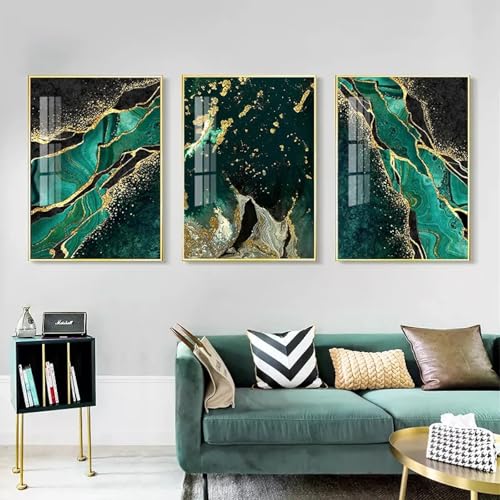 Art abstrait toile peinture marbre vert pour créer un salon chic et lumineux