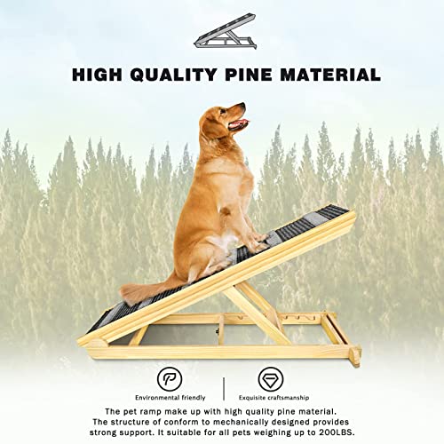 Soko Dog Ramp, Folding Pet Ramp For Bed Suitable For Small & Large Old Dogs & Cats - 41.33" Long Portable Paw Ramp High Traction Dog Ramps For Car, Suv, Couch, Sofa - 6 Adjustable Height Rated 200Lbs #TOP6