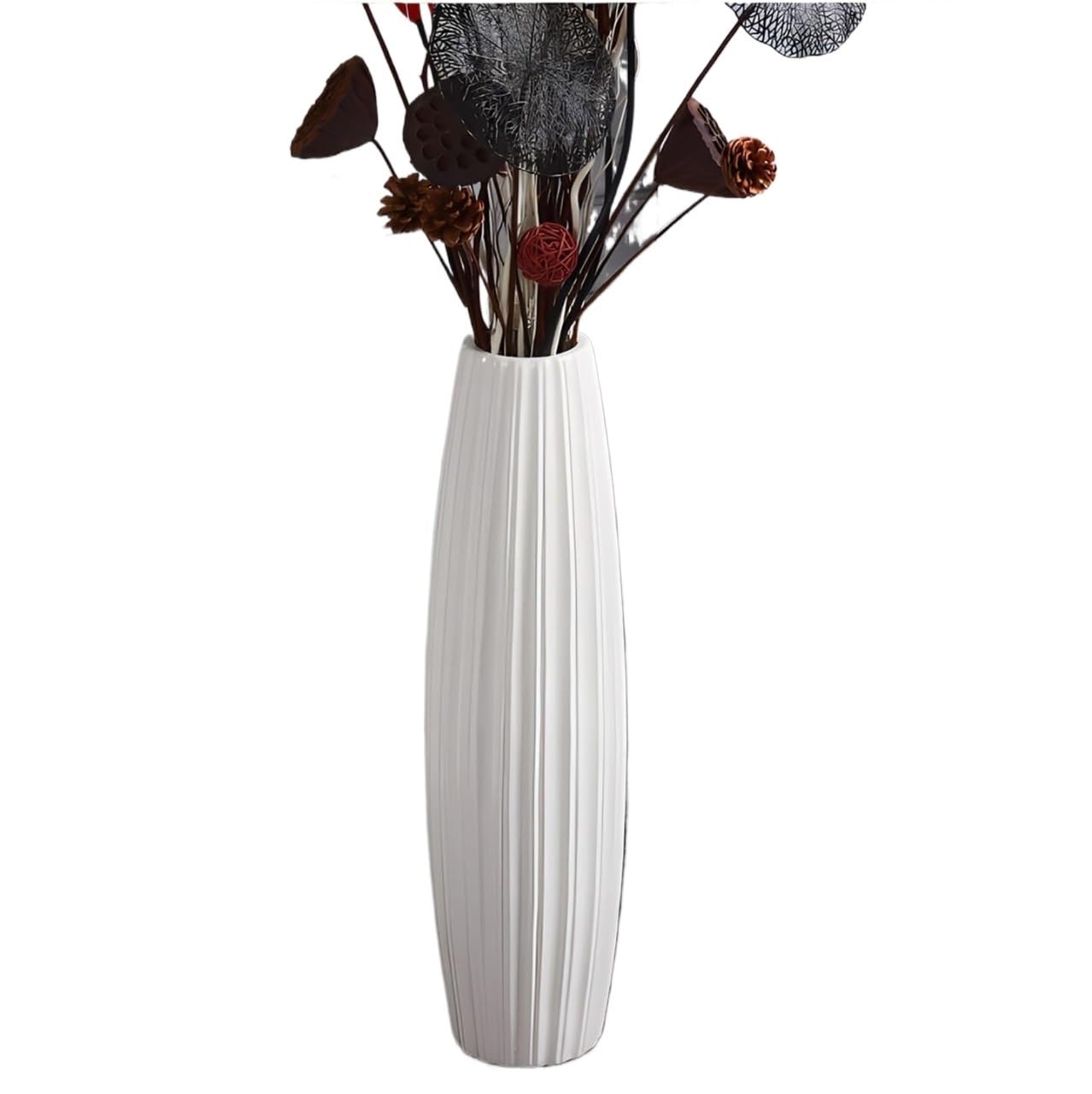 SnamicE Floor vase Ceramic Vase,Decorative Large,Floor,Ceramic Home Large Vase,White Floor Vase, Vase for Living Room Bedroom,Farmhouse Decor,Home Décor,Dried Flower Arrangement,One Color-45cm
