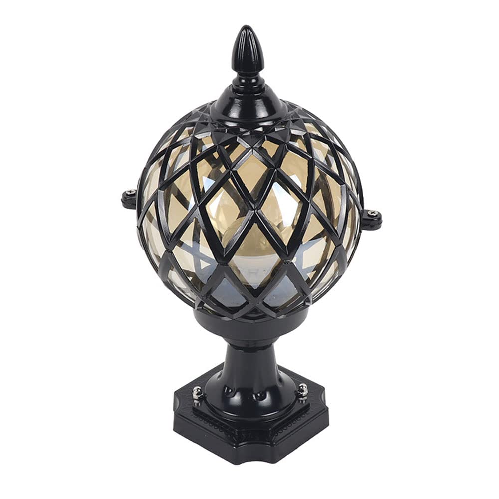 GTHTUHFD European Vintage Post Lamps Glass Pillar Waterproof Ip54 Post Cap Light Outdoor Aluminum Landscape Lighting Fixture Dock Deck Light Outdoor Post Lantern For Garden Park Decor,Black-10.6in