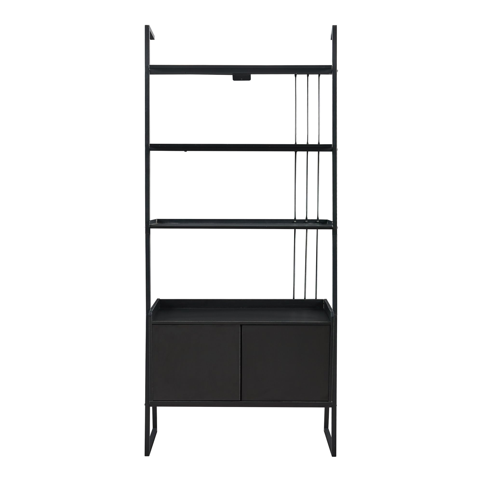 [en.casa] Set di 4 Mobili per Soggiorno Ufficio Composto di Mobile TV 3 Scaffali a Scala Mobili in Stile Industriale - Nero