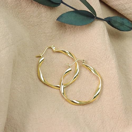ToHeart Gold Twist Hoop Earrings for Women 14k Gold Earrings Gift3