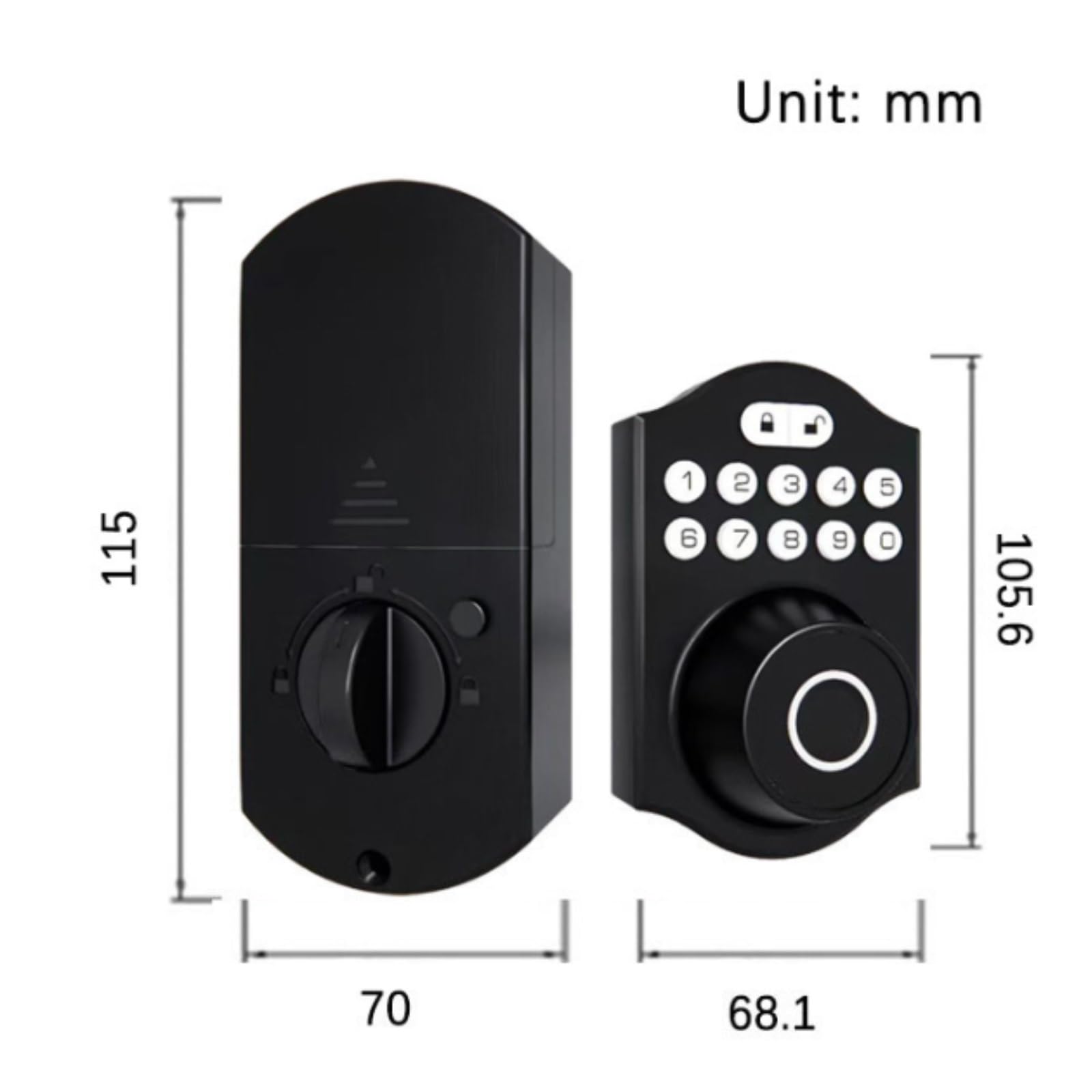 cerradura inteligente Cerradura de puerta inteligente con huella dactilar, cerrojo de entrada sin llave con teclado electrónico, control de aplicación Bluetooth(Noir)