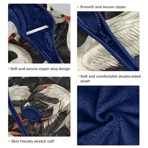 Pelican Pattern Print Design Toddler Fleece Jacket Girl Boys Hooded Fleece Jacket Coat Warm Outwear Zip-up 3-10T3