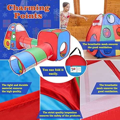 4 in 1 Pop Up Play Tent with Tunnel, STLOVe Kids Playhouse, Ball Pit for Kids/Boys/Girls in Indoor/Outdoor, Babies and Toddlers as Gift, Easy Folding with Storage Bag,Birthday and Party Gift 5 51B2C33eOVL. AC