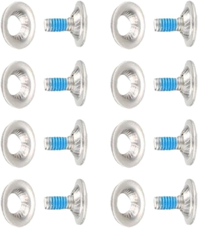 304 Stainless Steel Snowboard Binding Plate Screws Set, M6x17mm Ski Mounting Hardware with Washers, Fixing Bolts for Most Bindings and Skis, Winter Sports Equipment Replacement Parts, Silver, 8 Sets