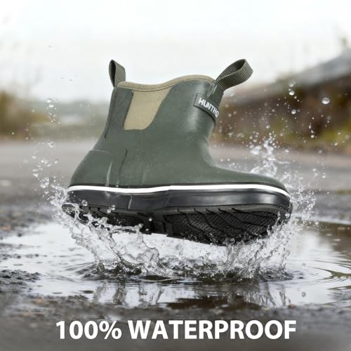 Image of Men's Deck Boots Waterproof High-Traction Rubber Fishing Rain Boots | Lightweight Pull-On Comfort for Wet Days, for Sport Fishing and Boating, Sizes 7-14