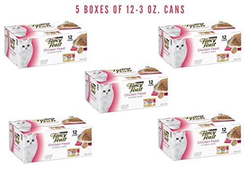 Purina Fancy Feast Chicken Feast Classic Wet Cat Food, 3-Ounce, 12 Cans (5 Boxes of 12-3 oz. Cans)