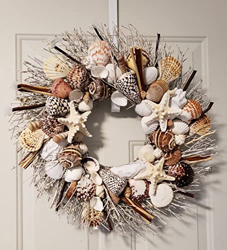 20" Sea Shell Wreath On Birch Twig With Crown Shells In 5 Designs #TOP5