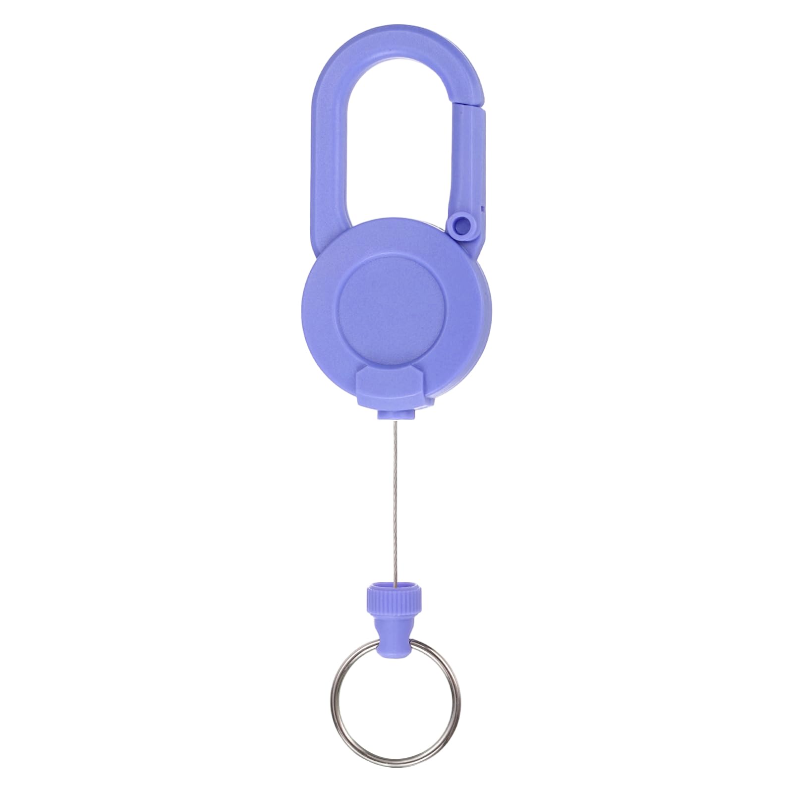 PATIKIL Heavy Duty Retractable Keychain, Retractable ID Badge Holder Reel with 23.6" Steel Cord Key Ring Clip & Round Clasp for ID Cards Keys Golf Fishing Items, 1 Pack (Purple)