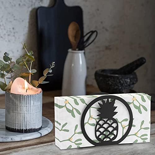 BTSKY 2PCS Matte Black Metal Napkin Holder - Cutout Design Freestanding Napkin Dispenser for Cocktail Napkins, Dinner Napkins, Kitchen, Picnic, Parties and Cafe Napkin Holder, Pineapple Pattern