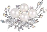 cfm- Blooming Floral Crystal Rhinestones Cubic Zircon Fancy Vintage Style Brooch Pins Elegant Pearls Brooches Pin in Gift Box