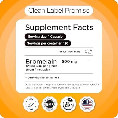 Balancebreens Bromelain 500mg Veggie Caps 2400 GDU Pineapple Extract Supplement for Joint Support, Natural Swelling Support, and Healthy Digestion 120 Capsules Made in USA