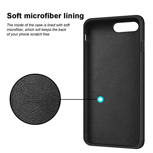 Anuck Iphone 8 Plus Case, Iphone 7 Plus Case, Soft Silicone Gel Rubber Bumper Case Microfiber Lining Hard Shell Shockproof Full-Body Protective Case Cover For Iphone 7 Plus /8 Plus 5.5" - T Black #TOP2