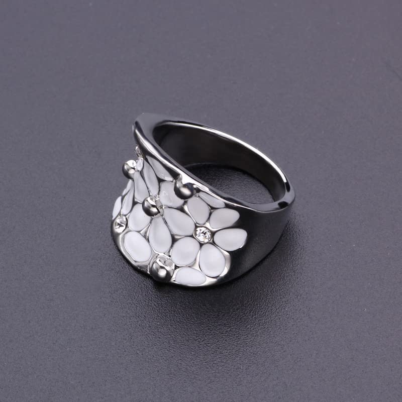 Women'S Ring Enamel White Flower Luxury Party Engagement Weddiing Jewelry Accessories2