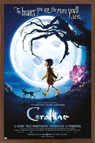 Trends International Coraline - Braver One Sheet Wall Poster, 22.37" x 34.00", Mahogany Framed Version