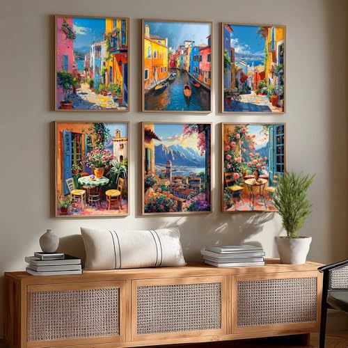 Image of kotart - City view wall Paintings with Frame for Home Decoration - Painting Living Room Bedroom Office hanging frames Set of 6 - (14X20 Inch, E)