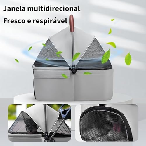 Carrinho De Passeio Pet Cães E Gatos 3 em 1 Dobrável Pequenos E Médios Porte Até 15KG GT08Y (Rosa)