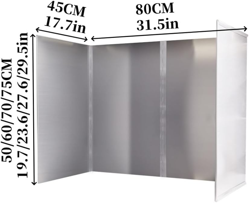 4 Sided Grease Splatter Guard, Foldable Splatter Screen for Frying Pan, Stainless Steel Oil Splatter Guard, High Temperature Resistant Splash Guard for Stove(75cm/29.5in)